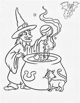 Halloween Coloring Witches Witch Pages Printable Magic Heksen Print Drawings Brujas Dibujos Color Kids Part Evil Make Potion Drink Herfst sketch template