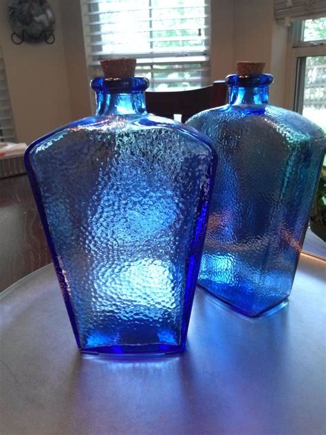 Cobalt Blue Glass Bottles 2 Collectible Decorative Canadian Cobalt Blue