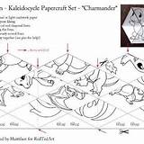 Kaleidocycle Charmander Papercraft Kaleidoscope Eevee sketch template