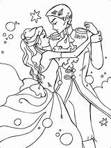 Coloring Prince Princess Cinderella Pages Disney Dancing Sheet Cartoon Books Beautiful sketch template