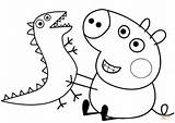 Pig George Coloring Dragon Pages Peppa Plays Printable Color Drawing Print Supercoloring Paper sketch template