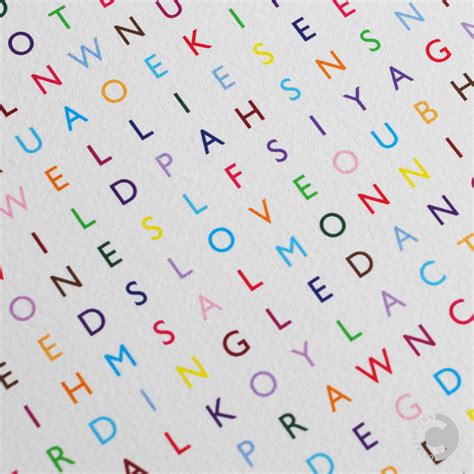 personalised word search art print   words  clive sefton