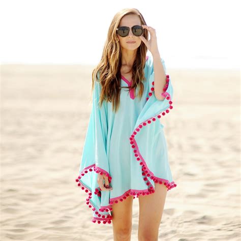2018 Sexy Cotton Bathing Suit Cover Ups Summer Beach Dress Tassel Trim