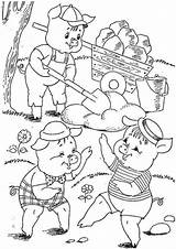 Pigs Tulamama Porcellini Tres Tre Cochons Petits Cerditos Rhymes Colorier öffnen детски Kleinen Schweinchen sketch template