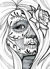Skull Coloring Pages Sugar Skulls Drawing Adults Printable Adult Girl Pride Drawings Cool Brown Tattoo Project Behance Simple Sketchbook Half sketch template