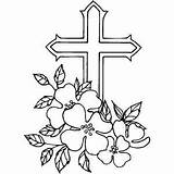 Cross Coloring Pages Flowers Dogwood Crosses Patterns Christmas Printable Roses Tattoo Tree Bible Easter Wood Flower Embroidery Drawing Xmas Jesus sketch template