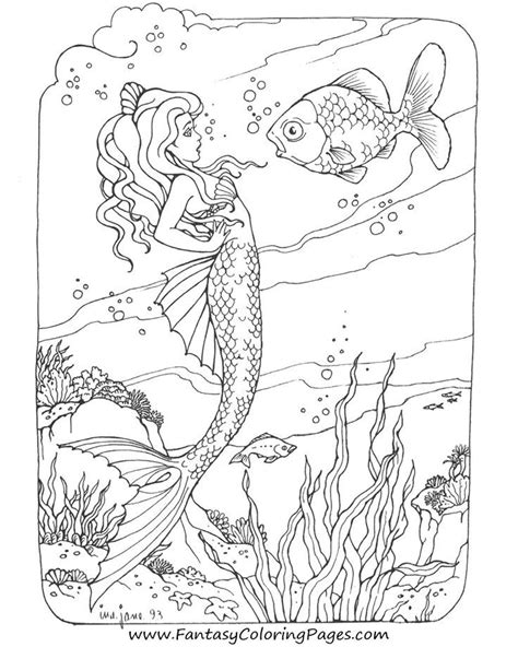 advanced mermaid coloring page  adults coloring home