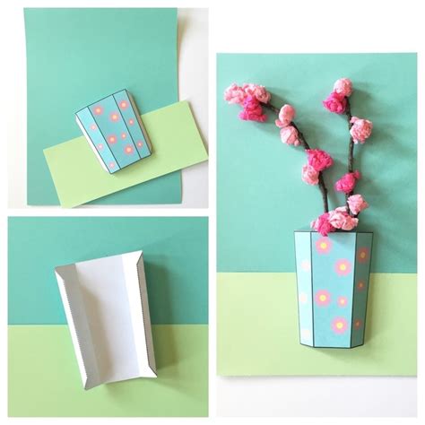 flower vase printable        card papercraft