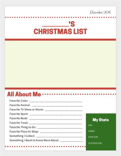 printable christmas  list keepsake  family tradition fun classes favorite