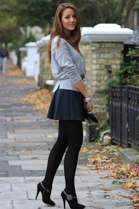 i love short skirts with leggings little heeled boots and loose tops me