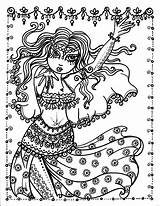 Coloring Pages Belly Dancer Book Mermaid Mandalas Zentangle Printable Adult Digital Para Sheets Anime Instant Chibi Colouring Coloriage Mandala Kleurplaat sketch template