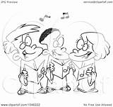 Singing Choir Kids Cartoon Outline Clip Illustration Royalty Toonaday Rf Clipart Regarding Notes sketch template