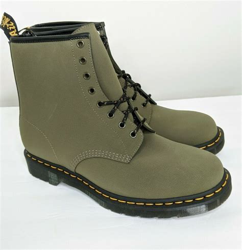 dr martens mens   olive green pu coated  streetwear rocker ebay   street