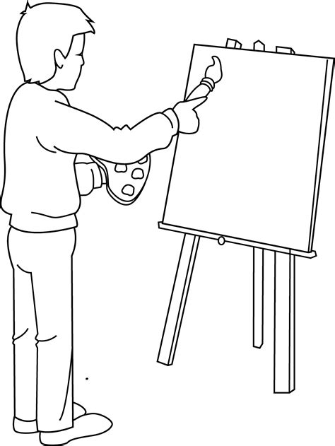 coloring page  artist painting  clip art