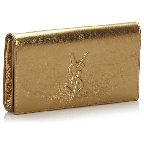 yves saint laurent ysl gold metallic leather belle de jour clutch bag