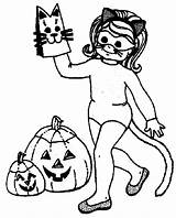 Coloring Halloween Pages Girls Girl Library Clipart Costume Cartoon sketch template