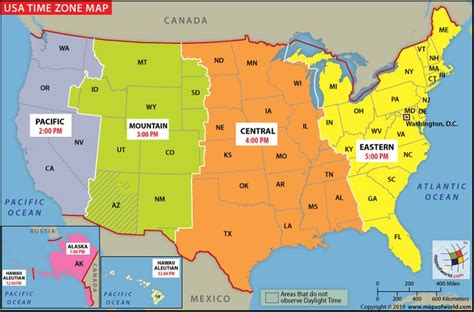 Usa Time Zone Map In 2020 With Images Time Zone Map Time Zones