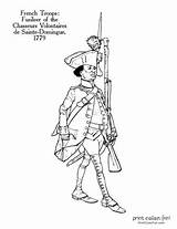 Coloring Pages Revolution American Soldiers War Revolutionary Sainte Volontaires Domingue 1779 Chasseurs Uniforms Fun Troops German Color sketch template