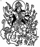 Durga Drawing Goddess Killing Getdrawings sketch template