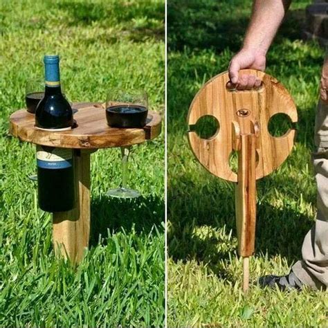 Moveable Stake Wine Glass Outdoor Table Woodworking Woodworking Shop