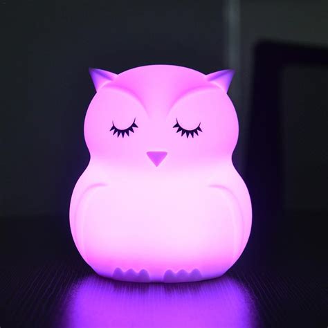 creative owl led night light colorful silicone bedside night lamp  baby children kids bedroom