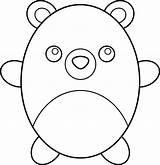 Bear Teddy Coloring Clip Cute Clipart Round Chubby Pages Sweetclipart sketch template