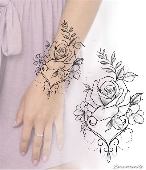 printable rose tattoo design    instant