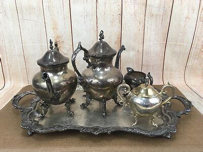 gorgeous  piece vintage silver  copper tea set  birmingham silver  bsc ebay