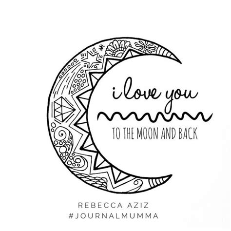 love    moon   hand drawn colouring page www