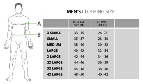 uk size chart  men