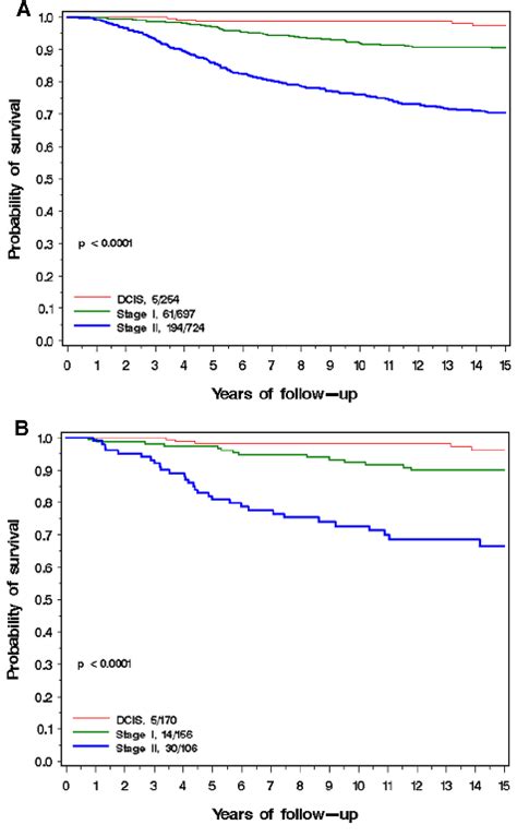 A 15 Year Breast Cancer Specific Survival By Stage At Diagnosis All