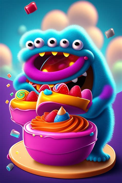 lexica cartoon monster eating sweets