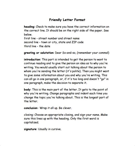 sample friendly letter format   documents   word