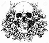 Skull Coloring Pages Roses Vector Bones Skulls Adult Drawings Cross Graphic Human Crossed Choose Board Realistic Drawing Tattoo Detailed sketch template
