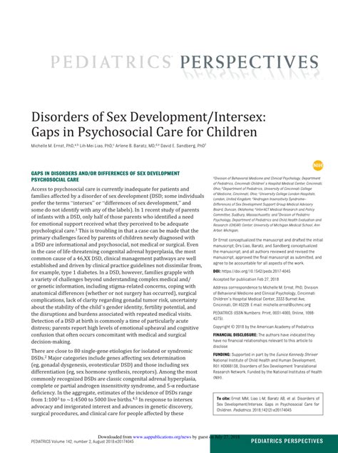 pdf disorders of sex development intersex gaps in psychosocial care