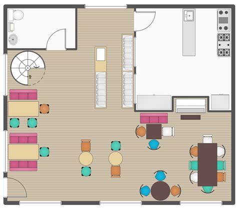 cafe  restaurant floor plan solution conceptdrawcom restaurant furniture layout