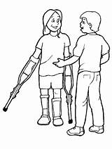 Coloring Pages Disabilities People Special Needs Crutches Kids sketch template