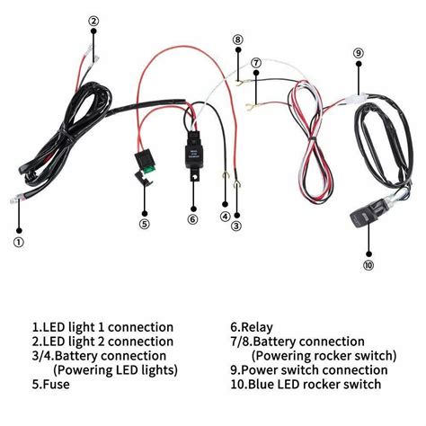 relay wiring harness blue lighted whip led light bar rocker switch   ebay