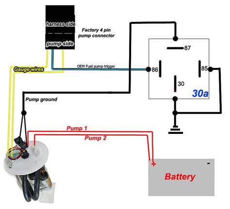 fuel pump rewire relay diagram  dual  tank pumps dsmtunerscom