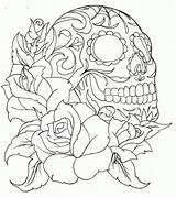 Skull Coloring Pages Adults Sugar Tattoo Detailed Library Clipart Drawings sketch template
