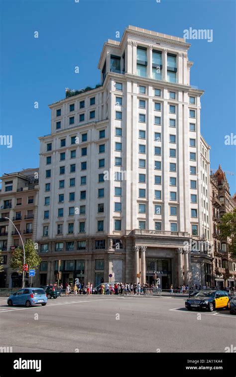 bright white apartment block  zara store ground floor passeig de gracia barcelona catalonia