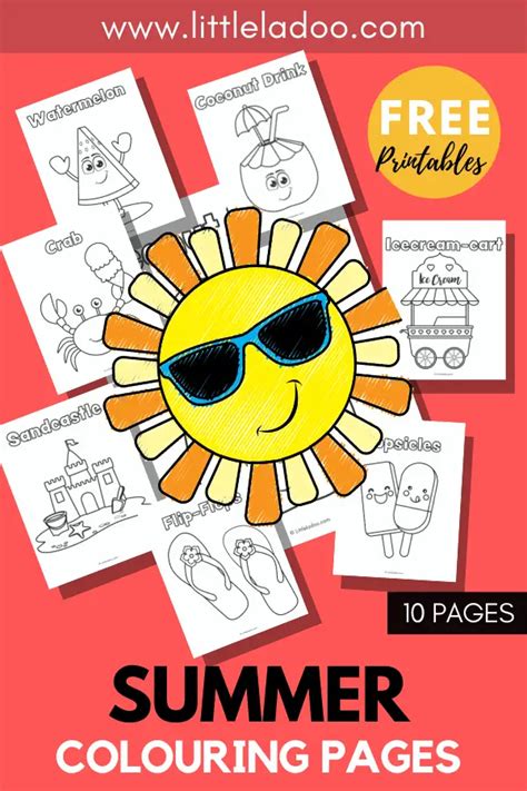 summer colouring pages pack    colouring sheets