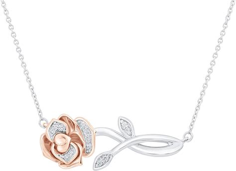 enchanted disney belles rose diamond necklace ctw amazoncouk clothing