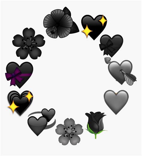 Black Aesthetic Heart Emoji Hd Png Download Kindpng