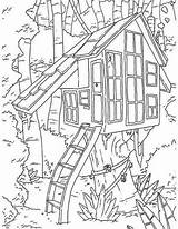 Coloring Pages House Tree Boomhutten Treehouse Kids Printable Colouring Kleurplaten Adult Fun Print Votes Visit Pat Catan Getcolorings Zo Popular sketch template