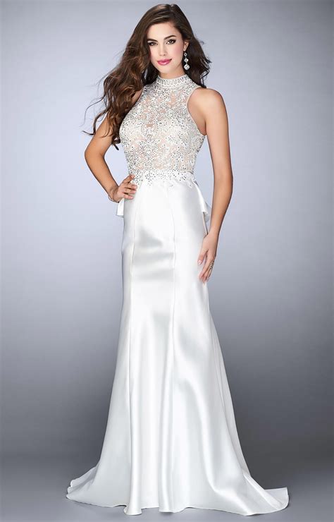 gigi 24651 sleeveless high neck lace dress prom dress