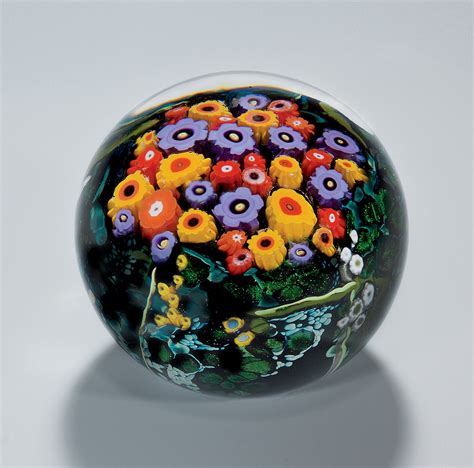 Poppy Violet And Mango Paperweight By Shawn Messenger Art Glass