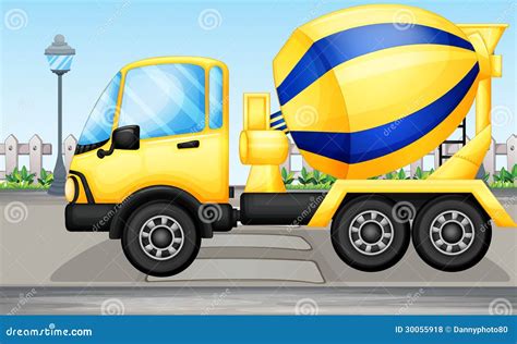 cement truck stock vector illustration  mirror drive