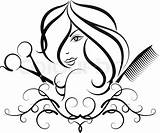 Salon Drawing Beauty Hair Hairdresser Girl Pro Silhouette Vector Logo Comb Scissors Clipart Drawings sketch template