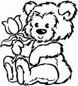 Teddy Bear Coloring Pages Rose Heart Holding Colouring Color Fluffy Drawing Printable Outline Hold Native American Getdrawings Clip Print Valentine sketch template
